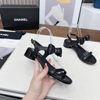 Chanel Spring/Summer Dancing Shoes Collection Black Bowknot Sandals Heel Height 3.5cm
