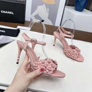 Chanel Spring and Summer Dance Shoes Collection New Pink Stiletto Custom Flower Sandals Heel Height 8.5cm