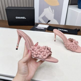 Chanel Spring and Summer Pink Dancing Shoes Series New Custom Flower Sandals Heel Height 8.5cm