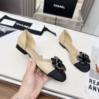 Chanel apricot spring and summer dance shoes series new custom camellia sandals heel height 1.5cm
