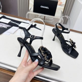 Chanel Spring/Summer Dancing Shoes Collection Black Custom Flower Stiletto Sandals