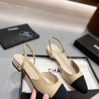Chanel pointed lambskin apricot sandals