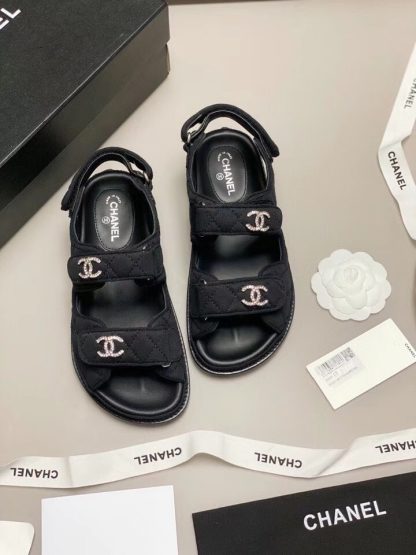 Chanel Temperament Denim Black Classic Sandals