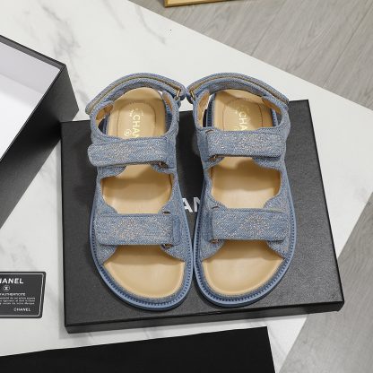 Chanel Temperament Denim Blue Classic Sandals