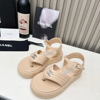 Chanel Early Autumn Comfortable Soft Super Versatile Dark Apricot Sandals