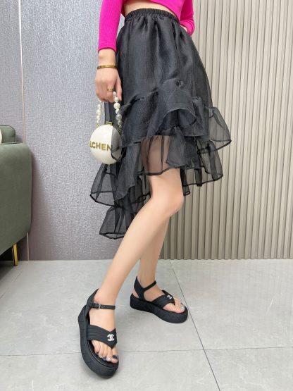 Chanel black early autumn versatile soft and comfortable sandals