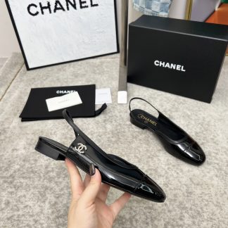 Chanel Spring and Summer Dance Shoes Series New Black Glossy Retro Sandals