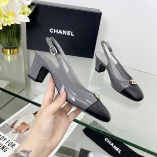 Chanel Spring/Summer Dance Shoes Collection Grey Small Round Head New Sandals Heel Height 6cm