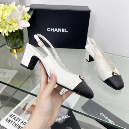 Chanel Spring and Summer Dancing Shoes Series White Small Round Head New Sandals Heel Height 6cm