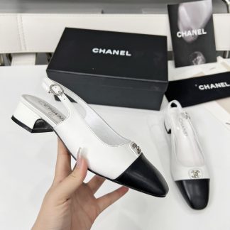Chanel Early Spring Dance Shoes Series New Small Round Head White Retro Feeling Sandals