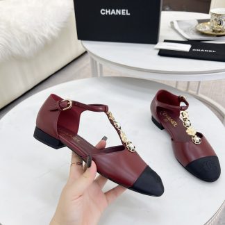 Chanel Spring and Summer Dance Shoes Series New Small Round Toe Slim Red Sandals Heel Height 2cm