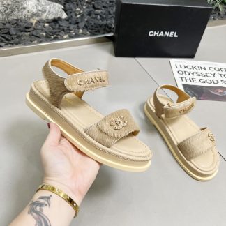 Chanel apricot early spring dancing shoes series sandals, 3cm thick
