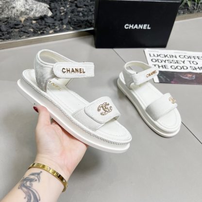 Chanel White Early Spring Dance Shoes Series Sandals Thickness 3cm