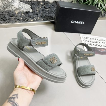 Chanel Grey Early Spring Dance Shoes Series Sandals Thickness 3cm