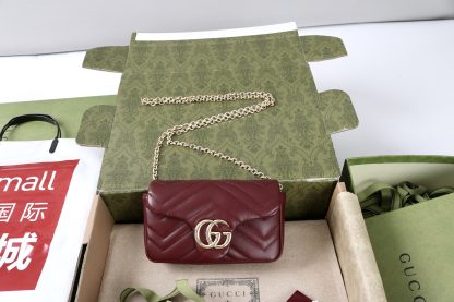 Gucci Marmont Leather Mini Chain Bag