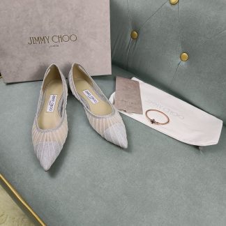 Jimmy Choo white mesh flats