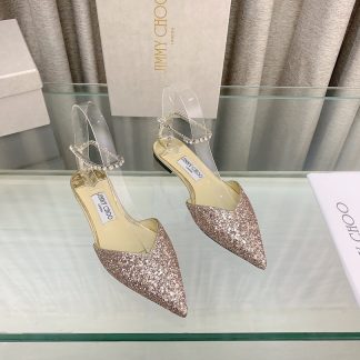 Jimmy Choo patent leather crystal chain flats