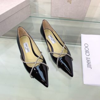 Jimmy Choo rhinestone chain pointed toe flats
