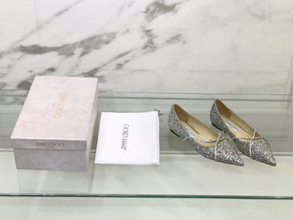 Jimmy Choo rhinestone chain pointed toe flats