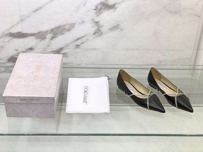 Jimmy Choo rhinestone chain pointed toe flats