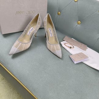 Jimmy Choo white mesh high heels