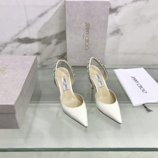 Jimmy Choo sewn rhinestone high-heeled sandals