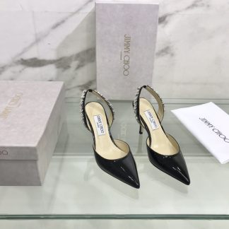 Jimmy Choo sewn rhinestone high-heeled sandals