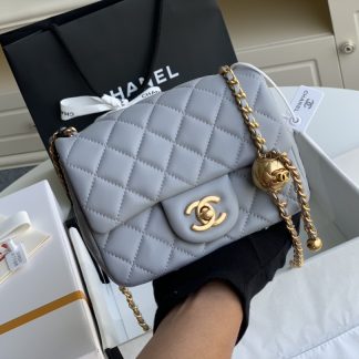 Chanel handbag with metal round ball chunky chain handle bag