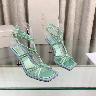Jimmy Choo Simple and Stylish Heart-shaped Crystal Diamond Strapped High Heels