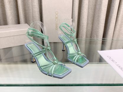 Jimmy Choo Simple and Stylish Heart-shaped Crystal Diamond Strapped High Heels