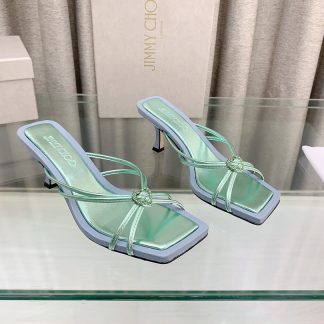Jimmy Choo Simple and Stylish Heart-shaped Crystal Diamond Strapped High Heels
