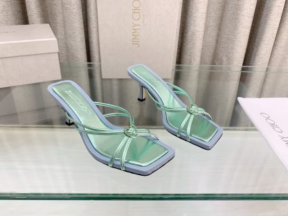 Jimmy Choo Simple and Stylish Heart-shaped Crystal Diamond Strapped High Heels
