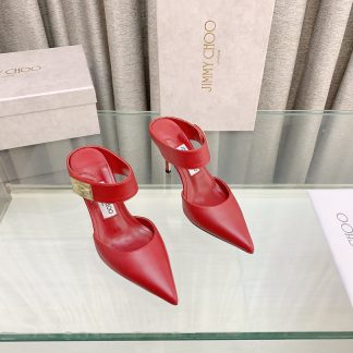 Jimmy Choo metal buckle half slippers women's high heels