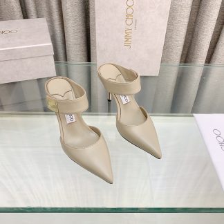 Jimmy Choo metal buckle half slippers women's high heels