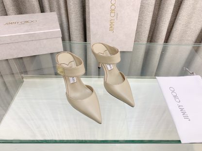 Jimmy Choo metal buckle half slippers women's high heels