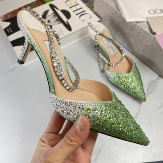 Jimmy Choo Classic Diamond Chain Pointed Crystal High Heel Sandals