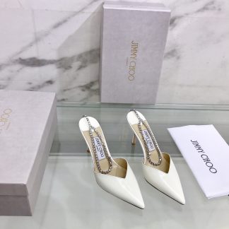 Jimmy Choo patent leather crystal chain high heels