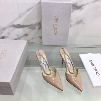 Jimmy Choo patent leather crystal chain pumps