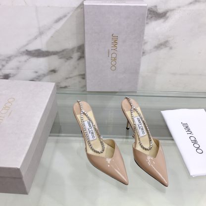 Jimmy Choo patent leather crystal chain pumps