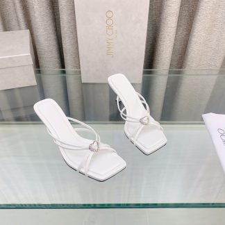 Jimmy Choo fashionable minimalist heart-shaped crystal diamond strap high heels
