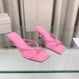 Jimmy Choo stylish heart-shaped crystal intertwined strappy sandals high heels