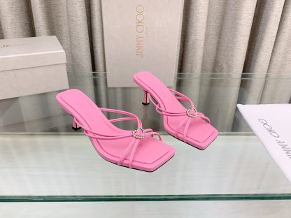 Jimmy Choo stylish heart-shaped crystal intertwined strappy sandals high heels