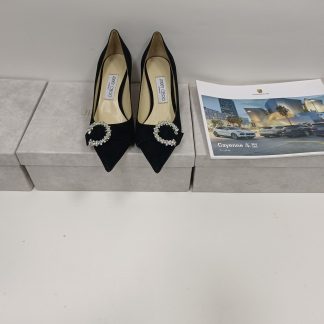 Jimmy Choo Fashion C-shaped Crystal Buckle High Heels
