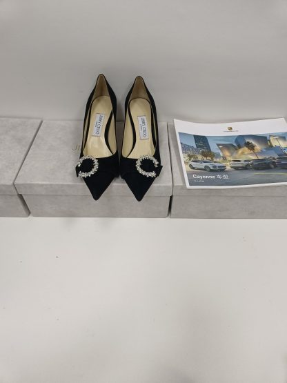 Jimmy Choo Fashion C-shaped Crystal Buckle High Heels
