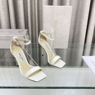 Jimmy Choo Crystal Chain Square Toe High Heels