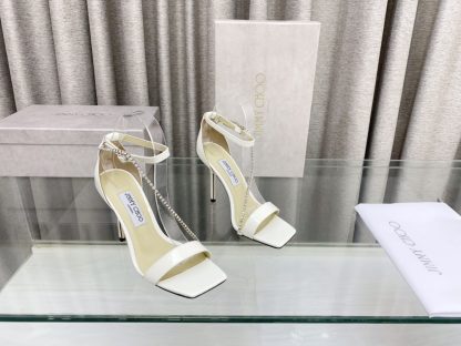 Jimmy Choo Crystal Chain Square Toe High Heels