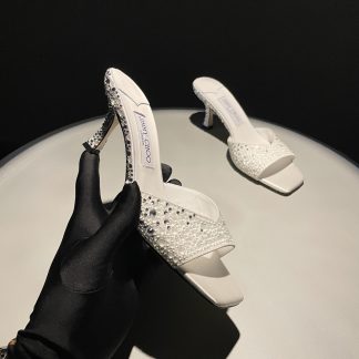 Jimmy Choo rhinestone gradient white high heels