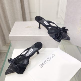 Jimmy Choo mesh rhinestone explosion bow high heels