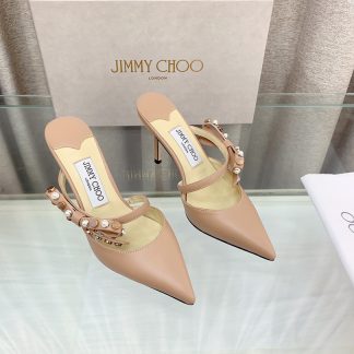 Jimmy Choo mesh rhinestone explosion bow high heels