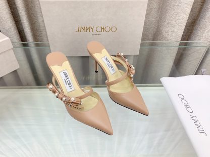 Jimmy Choo mesh rhinestone explosion bow high heels